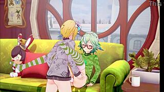 Futanari Lumina a Sucrose rockujú Vianoce s intenzívnymi creampie scénami v Genshin Impact