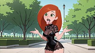 Zrzavá kreslená holka zkouší sexy černé prádlo v animovaném haul ai