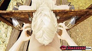 Helena la viking chaude, blowjob sans mains et bondage deepthroat