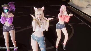 ММД унис - радознала Ари Акари Серафин раде врући К-поп плес у Лиги легенди нецензурисан хентаи