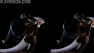 Вижу голубоволосую Эвелин и рыжую Лелиану в взаимном оральном 69