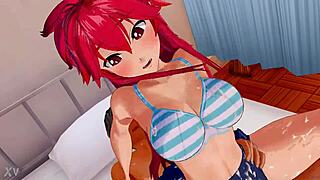 ชอบดูสาวแดงหน้าอกใหญ่ทำคว่ำควยในเฮนไตอะนิเมะ เยี่ยม