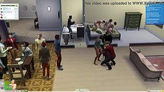 Sims 4 ปาร์ตี้บ้านเกย์กับ anal จับก้นควยน้ำเงี่ยนกลุ่มปากเย็ด