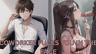 Colegul te apleacă peste birou pentru futai sălbatic