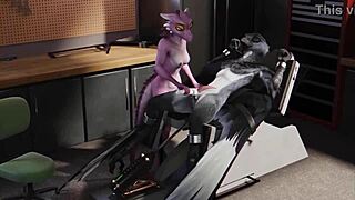 En furry fugl utholder bondage mens jenta hans melker ham nådeløst.