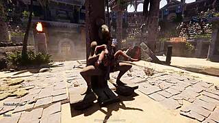 Ancient statue awakens pounding lara croft's tight ass
