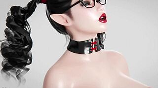 Realistic 3d futanari uses hitachi toy for masturbation