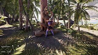 Lara crofts pussy and ass were destroyed by a huge stone penis on the statues