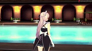 Belfast Sucks Cock at the Pool in Azur Lane.