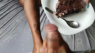 horny wife asked for condensed milk but got cum on cake