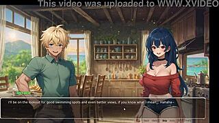 Hentai game with curvy girlfriend flashing and confessing