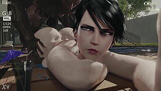 Beautiful 3D anime cumshot from Bayonetta's special move