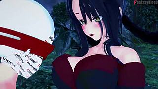 See Akeno's big tits in High School DxD: Madness episode 9