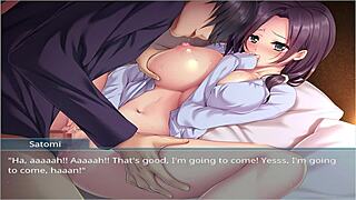 Stepmother and step sister seduce in Oppaicafe game