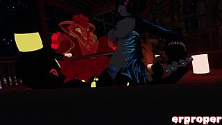 Vrchat vulpix gets served by an umbreon and a furry in a rather kinky scene