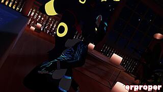 Vrchat vulpix gets served by an umbreon and a furry in a rather kinky scene