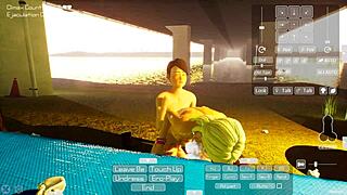 gal and shota in intense hentai game with cowgirl riding