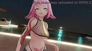 Hot cartoon striptease with MMD animation
