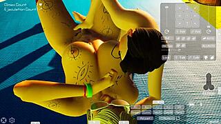 gal and shota in intense hentai game with cowgirl riding