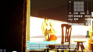 gal and shota in intense hentai game with cowgirl riding