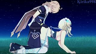 Hey, Lumine and Jean Gunnhildr, let’s get wild with Aether! Ready for intense sex in Genshin Impact hentai?