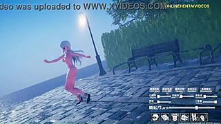 Anime girl dances and gets naughty