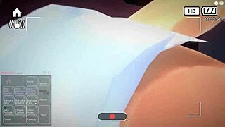 Blonde girl dives into wild anime fun!