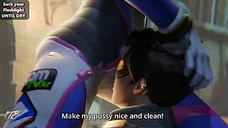 Enjoying the best sex with D.va from Overwatch in hentai style
