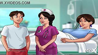 Summertime Saga แสดงพยาบาลล้อเลียนควยก่อนดูดลึกเข้าไปในปาก