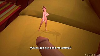 Tiny trans bangs giant busty trans in 3D cartoon porn