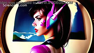 Beautiful anime style video of a gamer girl eating cake and showing her big ass