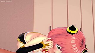 3D animated uniformed Anya in spy action for adults