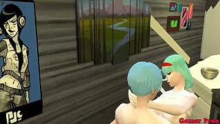 Bulma's cheating adventure: double penetration