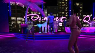 Hey, check this exhibitionist dancing in a microbikini at the club