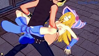 Dark Magician Girl fucks Yugi Mutou intensely in Yu-Gi-Oh hentai.