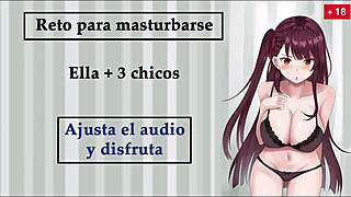 Hey, take this jerk-off challenge with her and three guys! 😜