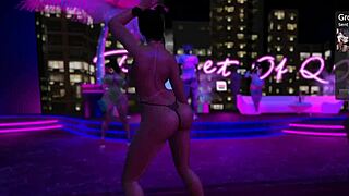 Hey, check this exhibitionist dancing in a microbikini at the club