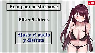 Hey, take this jerk-off challenge with her and three guys! 😜