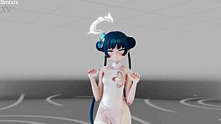 Blue Archives Ryuuge Kisaki undressing dance