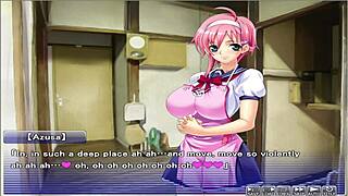 Three characters engage in threesome with big tits in Apartment of Love episode.