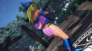 Dark Magician Girl in Yugioh MMD shows off huge tits.