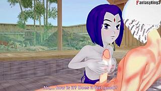 raven from teen titans rocks a bikini while giving a steamy blowjob in fantasyking3 full.