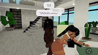 Big black dick penetrates thick Roblox character in Brookhaven scene