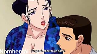 Hentai porn video with a hot threesome scene with milkers and big tits