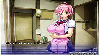 Three characters engage in threesome with big tits in Apartment of Love episode.