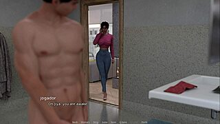 this cute curvy girl with perfect tits gives a hidden blowjob behind the wall to a big cock demon.