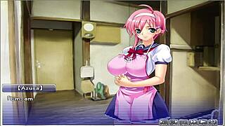 Three characters engage in threesome with big tits in Apartment of Love episode.