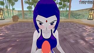 raven from teen titans rocks a bikini while giving a steamy blowjob in fantasyking3 full.