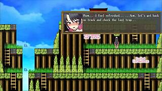 Sakura Gozen hentai game Ep 1 with busty samurai getting outdoor creampie.