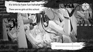 Deepthroat and gang bang in animated porn film